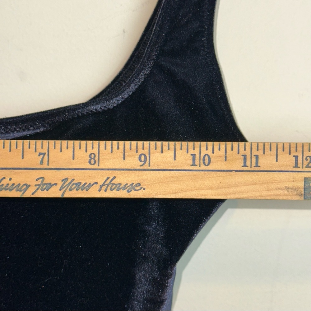 Solid & Striped Velvet Black Swim Top Womens Small Classic Goth Grunge Beach Y2K - Picture 8 of 9